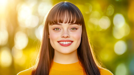 Portrait of smiling young woman with down syndrome in nature