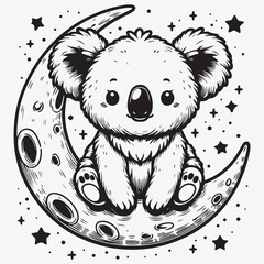 A Cute Koala on the moon stock illustration