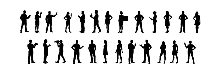 Silhouette Business Social and Communication Icons Set