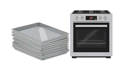 Fototapeta premium Oven and baking trays for cooking and baking at home or in a professional setting