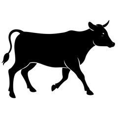 A cow run silhouette vector illustration on white background