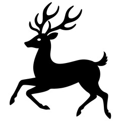 A deer running silhouette vector illustration on white background