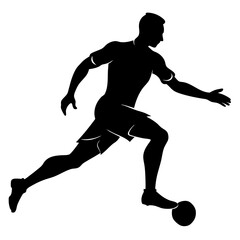 A footballer running silhouette vector illustration on white background