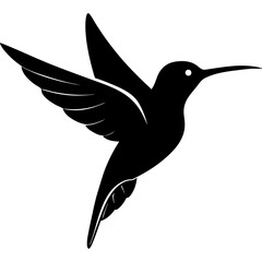 A hummingbird bird flying silhouette vector illustration on white background