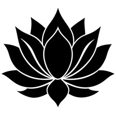 A lotus flower silhouette vector illustration on white backgrounds