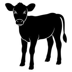 A baby cow silhouette vector illustration on white background