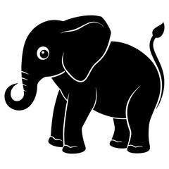 A baby elephant silhouette vector illustration on white background