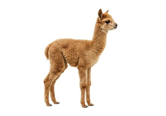 Obraz premium Baby alpaca fluffy standing side