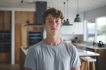 Fototapeta premium Portrait of a young Caucasian man in a modern home
