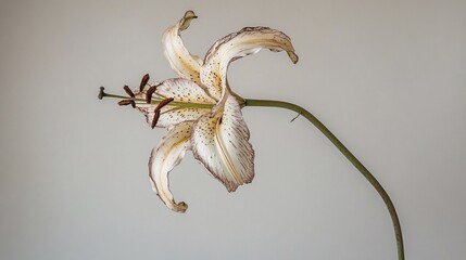 Withered lily flower on curved stem