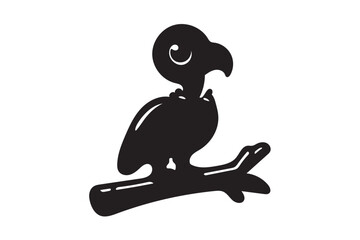 Vulture stand on a branch icon silhouette on white background. (6)