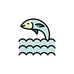Naklejka premium Fish color icon. Seafood product sign, ocean fish cooking or culinary ingredient symbol. Best for menus of restaurants, cafes, bars and food courts. Simple vector illustration for mobile concept and w