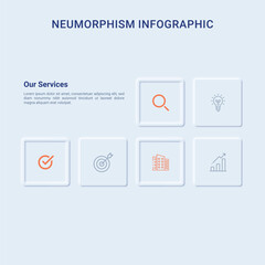 Neumorphism Square Shape Infographic Design