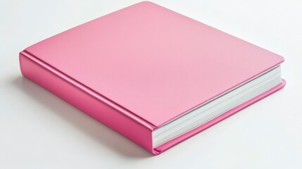 Pink book with blank cover isolated on white background.