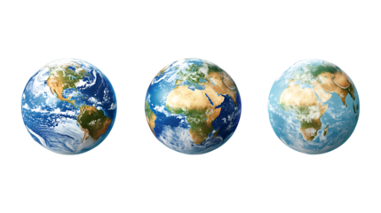 Pack of Globe Icons set Against Transparent Background for Travel, Global Business, or International Branding