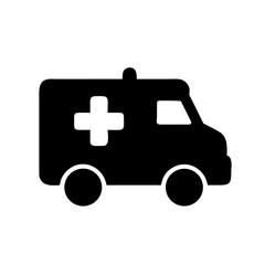 Black Silhouette of Ambulance Icon Simple Vector Design for Medical Emergency and Health Services Transportation