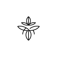 Minimalist Leaf Logo Design, Elegant Botanical Illustration on White