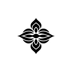 Minimalist Floral Emblem on White, Geometric Design