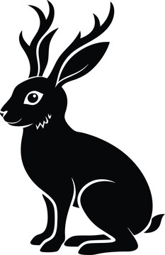 Jackalope Silhouette Vector & Mythical Creature Icon