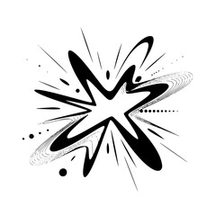 Abstract Explosion Graphic - Black & White, Minimalist Design