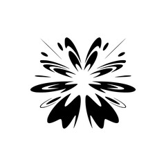 Abstract Black Flower Burst on White Background
