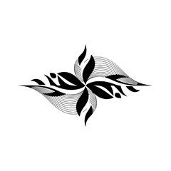 Floral Symmetry: Elegant Black and White Vector Design