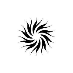 Swirling Abstract Black & White Floral Motif Logo Design Element