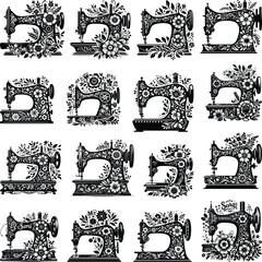 Floral Sewing Machine Svg Bundle,Sewing Machine Svg