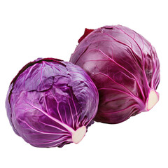 Obraz premium Fresh red cabbages displayed on a Transparent background for culinary and health purposes, Red cabbages isolated on PNG background