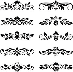 border frame floral decoration design illustration vector divider flourish ornament ornate vintag Set of vector calligraphic elements and page decorations