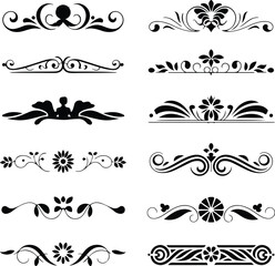 border frame floral decoration design illustration vector divider flourish ornament ornate vintag Set of vector calligraphic elements and page decorations