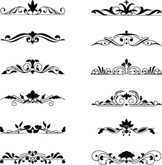 border frame floral decoration design illustration vector divider flourish ornament ornate vintag Set of vector calligraphic elements and page decorations