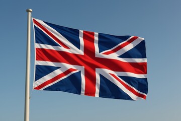 United kingdom flag waving proudly in the wind