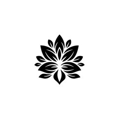 Elegant Black Lotus Leaf Logo, Minimalist Design
