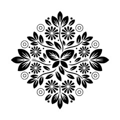 Elegant Floral Mandala Design in Black and White