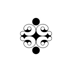 Abstract Floral Ornament in Black and White on Cream Background