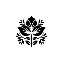 Elegant Floral Emblem in Black and White - Minimalist Design for Branding