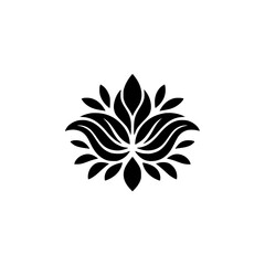 Black Floral Emblem: Elegant Minimalist Design on White Background
