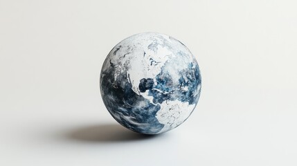 Artistic rendering of Earth with blue and white watercolor effects isolated
