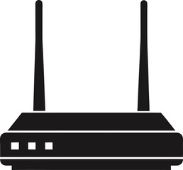 WiFi Router with Antennas Black Silhouette Vector Design