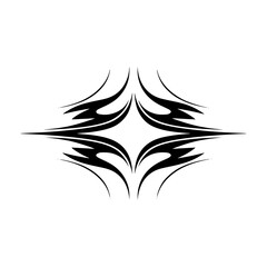Tribal Starburst Vector Design, Black Ink on White Background