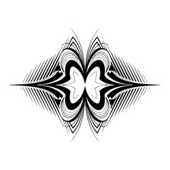 Symmetrical Black and White Decorative Design on Gray Background