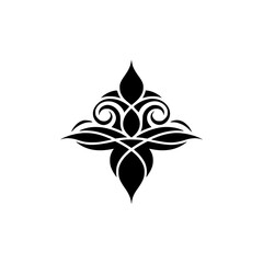 Elegant Black Ornamental Flourish on Cream Background - Vector Design