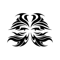 Symmetric Tribal Ornament in Black on White Background, Decorative Vector Design.