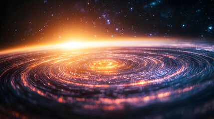 Obraz premium Spiral Galaxy Sunrise View in Space