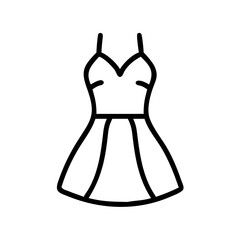 Outline drawing of a fashion summer dress for women apparel design and clothing style vector illustration