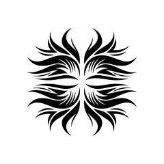 Symmetrical Black Floral Design on Gray Background