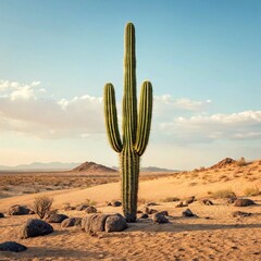 Majestic Saguaro Cactus in the Desert Landscape