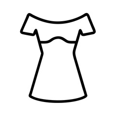 Outline off shoulder dress fashion apparel clothing garment summer dress vector icon illustration 