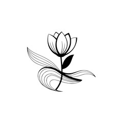 Elegant Floral Line Art: Minimalist Tulip Illustration